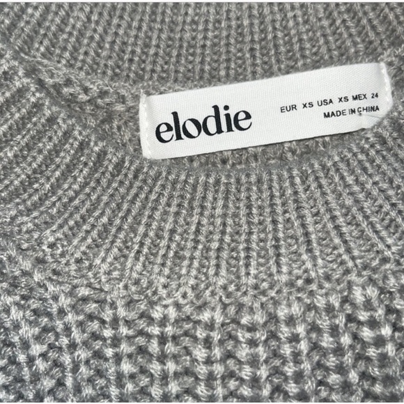 NWT Elodie Cropped Knit Crewneck Long Sleeve Sweater Silvery Grey Size XS - Picture 9 of 9